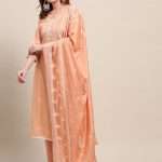 Pastel Orange Cotton White Floral Embroidered Shalwar Suit - Zedanya
