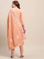 Pastel Orange Cotton White Floral Embroidered Shalwar Suit - Zedanya - Image 14