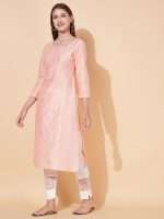 Peach Floral Sequin Embroidered Designer Kurta - Zedanya - Image 4