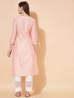 Peach Floral Sequin Embroidered Designer Kurta - Zedanya - Image 9