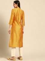 Mustard Yellow GotaPatti Hand Embroidered Designer Kurta -Zedanya - Image 5