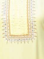 Subtle Yellow Hand Embroidered Designer Kurta With Pants - Zedanya - Image 9
