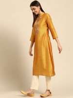 Mustard Yellow GotaPatti Hand Embroidered Designer Kurta -Zedanya - Image 4