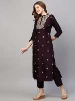 Deep Wine Floral Hand Embroidered Indian Shalwar Suit - Zedanya - Image 9