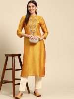 Mustard Yellow GotaPatti Hand Embroidered Designer Kurta -Zedanya