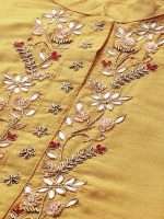 Mustard Yellow GotaPatti Hand Embroidered Designer Kurta -Zedanya - Image 3
