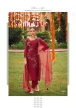 Indian Readymade Red Hand Bead Embroidered Shalwar Suit - Zedanya - Image 3