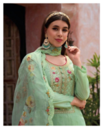 The Green Luxury Floral Embroidered Indian Readymade Shalwar Suit - Image 2