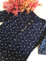 Indian Casual Deep Blue Flower Bud Print Kurta - Zedanya