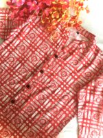 Indian Kurta Design in Red Orange Summer Shade with Tribe Print - Zedanya