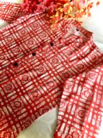 Indian Kurta Design in Red Orange Summer Shade with Tribe Print - Zedanya - Image 2