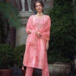 Beautiful Peach Heavy Bead Hand Work Designer Shalwar Suit -Zedanya