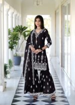 Black Heavy Embroidery Work Readymade Gharara Suit - Zedanya
