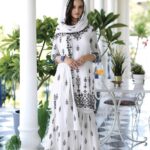 White Heavy Embroidery Work in Black Readymade Gharara Suit - Zedanya