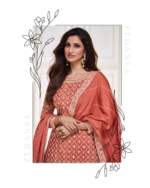 Colorful Burnt Orange Indian Partywear Readyamde Sharara Suit by Zednaya - Image 2
