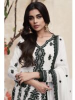 Latest White Designer Black Embroidery Readymade Suit by Zedanya - Image 2
