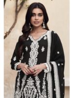 Latest Black Designer Readymade White Embroidery Suit by Zedanya - Image 2