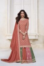 Colorful Burnt Orange Indian Partywear Readyamde Sharara Suit by Zednaya