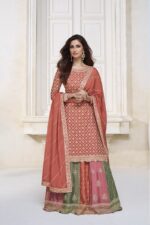 Colorful Burnt Orange Indian Partywear Readyamde Sharara Suit by Zednaya - Image 3