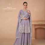 New Pastel Purple Heavy Embroidered Sharara Suit by Zedanya