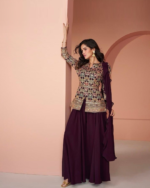 Multi Embroidered Indian Designer Sharara Suit by Zedanya - Image 3