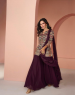 Multi Embroidered Indian Designer Sharara Suit by Zedanya