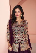 Multi Embroidered Indian Designer Sharara Suit by Zedanya - Image 2