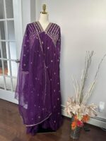 Purple Alia cut party wear embroidered designer suit by Zedanya - Image 2