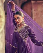 Purple Alia cut party wear embroidered designer suit by Zedanya - Image 4