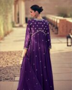 Purple Alia cut party wear embroidered designer suit by Zedanya - Image 3