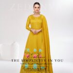 Yellow Floral Pattern Anarkali Suit by Zedanya PRE BOOK