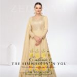 Elegant Beige Floral Embroidered Designer Anarkali by Zedanya - PRE BOOK