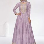 Lavender Multi Color Embroidered Designer Anarkali Suit by Zedanya