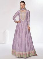 Lavender Multi Color Embroidered Designer Anarkali Suit by Zedanya