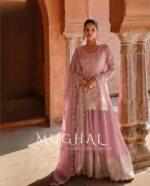 Light Pink Gota Patti Embroidery Indian Designer Sharara Suit by Zedanya