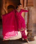 Hot Pink Thread And Sequence Embroidery Indian Designer Suit by Zedanya