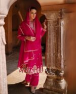 Hot Pink Thread And Sequence Embroidery Indian Designer Suit by Zedanya - Image 3