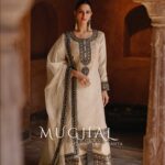 Cream White Thread And Sequence Embroidery Designer Suit by Zedanya
