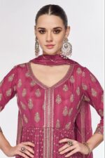 Rani Pink Sequence Embroidery Indian Designer Palazzo Suit by Zedanya - Image 2