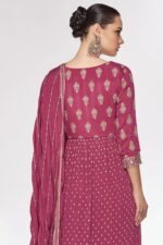 Rani Pink Sequence Embroidery Indian Designer Palazzo Suit by Zedanya - Image 3