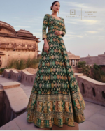 Black Green Heavy Multi Color Embroidered Party Wear Anarkali Suit by Zedanya