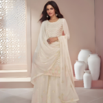 Elegant White Multi Color Embroidered Party Wear designer suit by zedanya