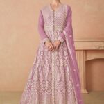 Pastel Pink Front Slit Style Anarkali Lehenga Suit by Zedanya