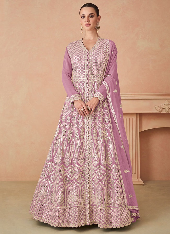 img_7235 Pastel Pink Front Slit Style Anarkali Lehenga Suit by Zedanya - Image 1