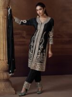 Black Heavy Zari Embroidered Designer Suit - Zedanya Sri Lanka