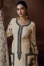 Ivory black thread embroidered designer suit - Zedanya Sri Lanka