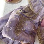 Purple shimmer silk gold zari embroidered sharara suit - Zedanya Sri Lanka
