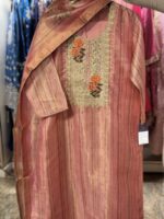 Pink gold shimmer floral yoke embroidered shalwar suit by Zedanya