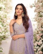 Lavender purple heavy sequins embroidered sharara suit by Zedanya Sri Lanka - Image 3